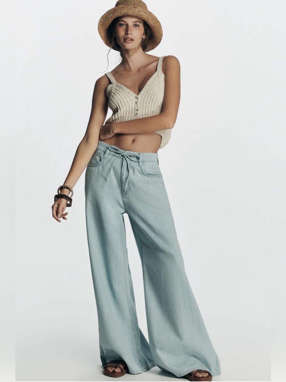 Pilcro Pull On Trousers: High Rise Wide Leg